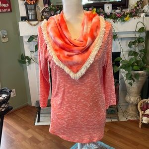 Women’s Style & Co. Pullover Top w/ Button Detachable Scarf NWOT Medium